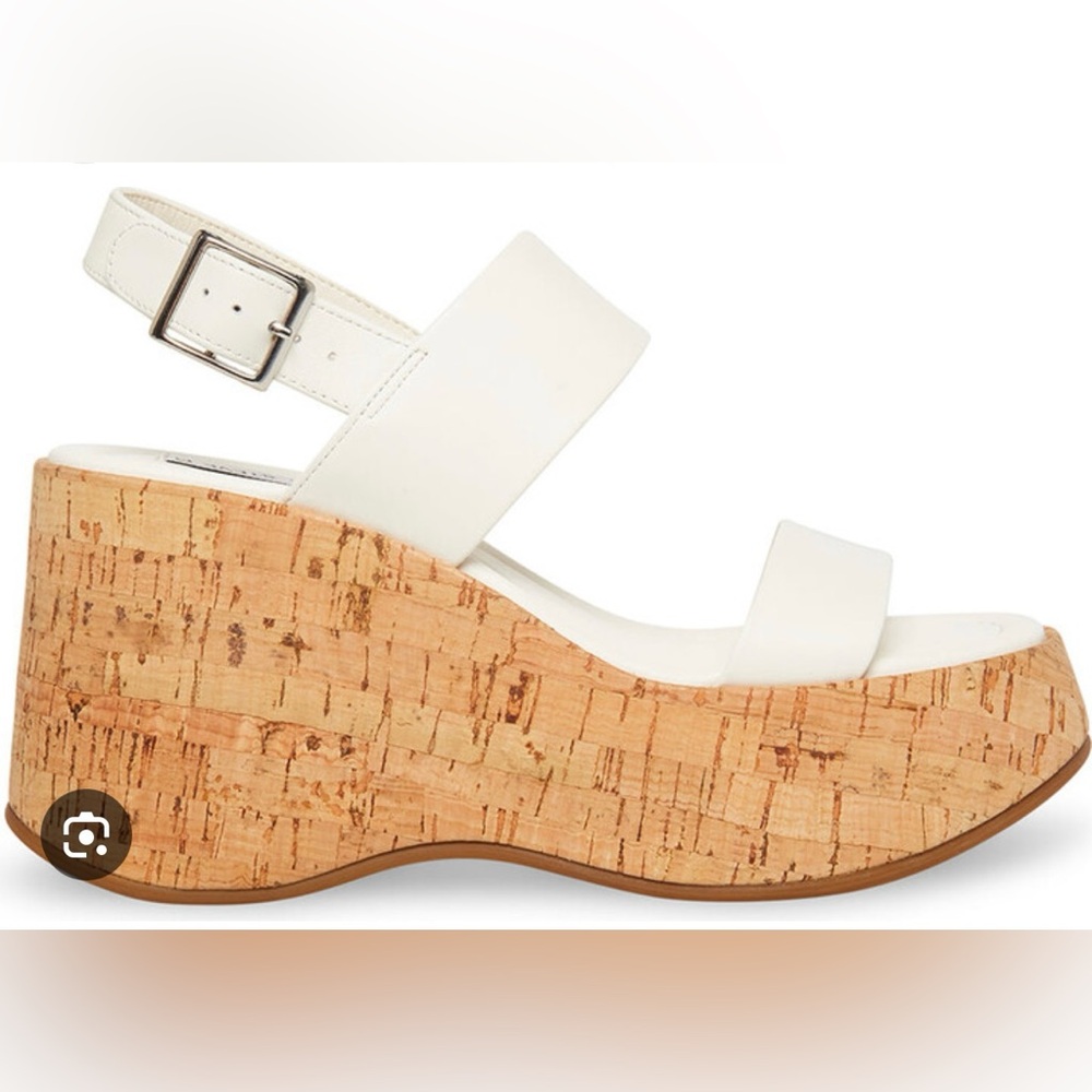 Steve Madden Pam White Leather Platforms Sz 8